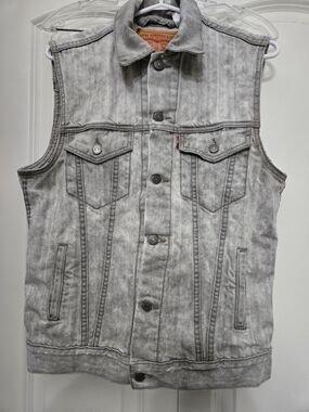 Levi's Men's Acid Wash Gray Denim Vest Jacket Size M